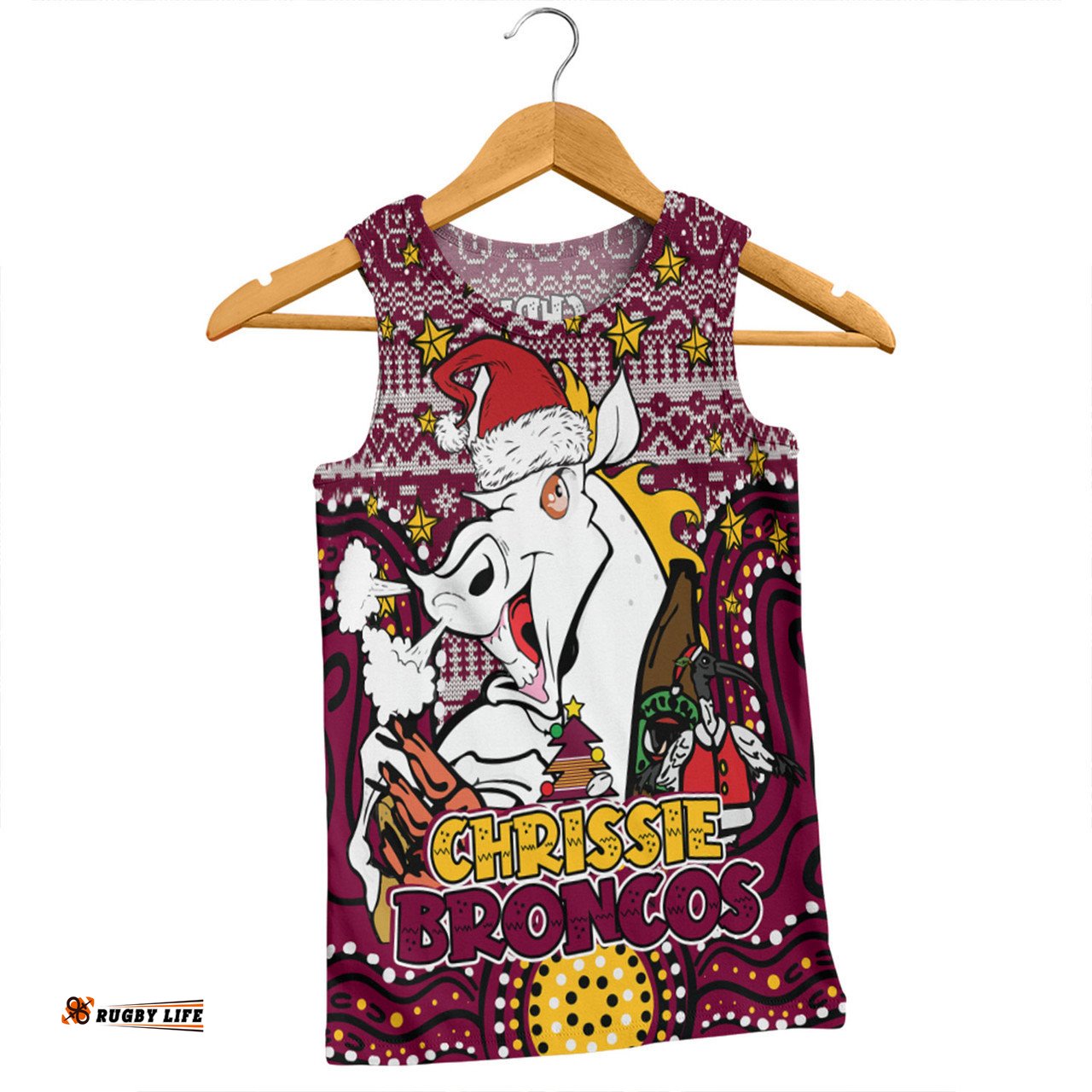 Amazing Aussie Brisbane Broncos Christmas Custom Christmas Knit Patterns Vintage Jersey Ugly Men Tank Top