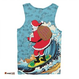 Amazing Aussie Australia Surfing Christmas Santa Happy Chrissie Tropical Pattern Men Tank Top