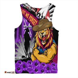 Amazing Aussie Brisbane Lions ANZAC Day Honor Purple Valor And Spirit Men Tank Top