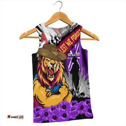 Amazing Aussie Brisbane Lions ANZAC Day Honor Purple Valor And Spirit Men Tank Top