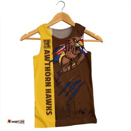Amazing Aussie Hawthorn Burning Passion Of Power Scratch Style Men Tank Top
