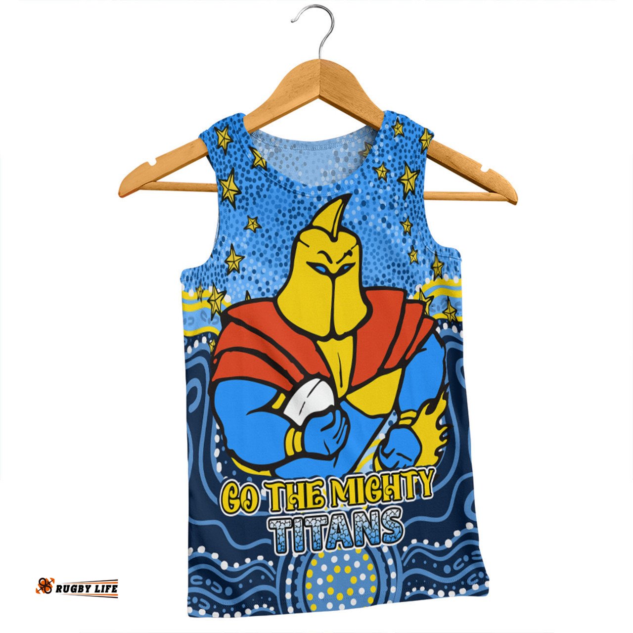 Amazing Aussie Gold Coast Titans Custom Custom With Aboriginal Inspired Style Of Dot Painting Patterns Men Tank Top