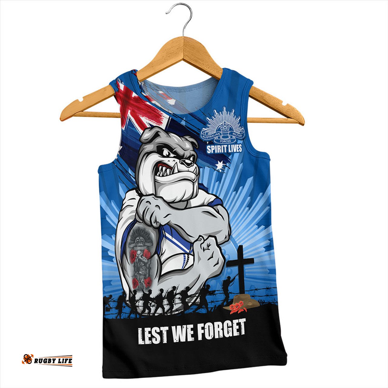 Amazing Aussie Canterbury Bankstown Bulldogs Fearless ANZAC Defender Men Tank Top