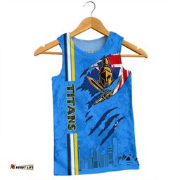 Amazing Aussie Gold Coast Titans Happy Australia Day Flag Scratch Style Men Tank Top