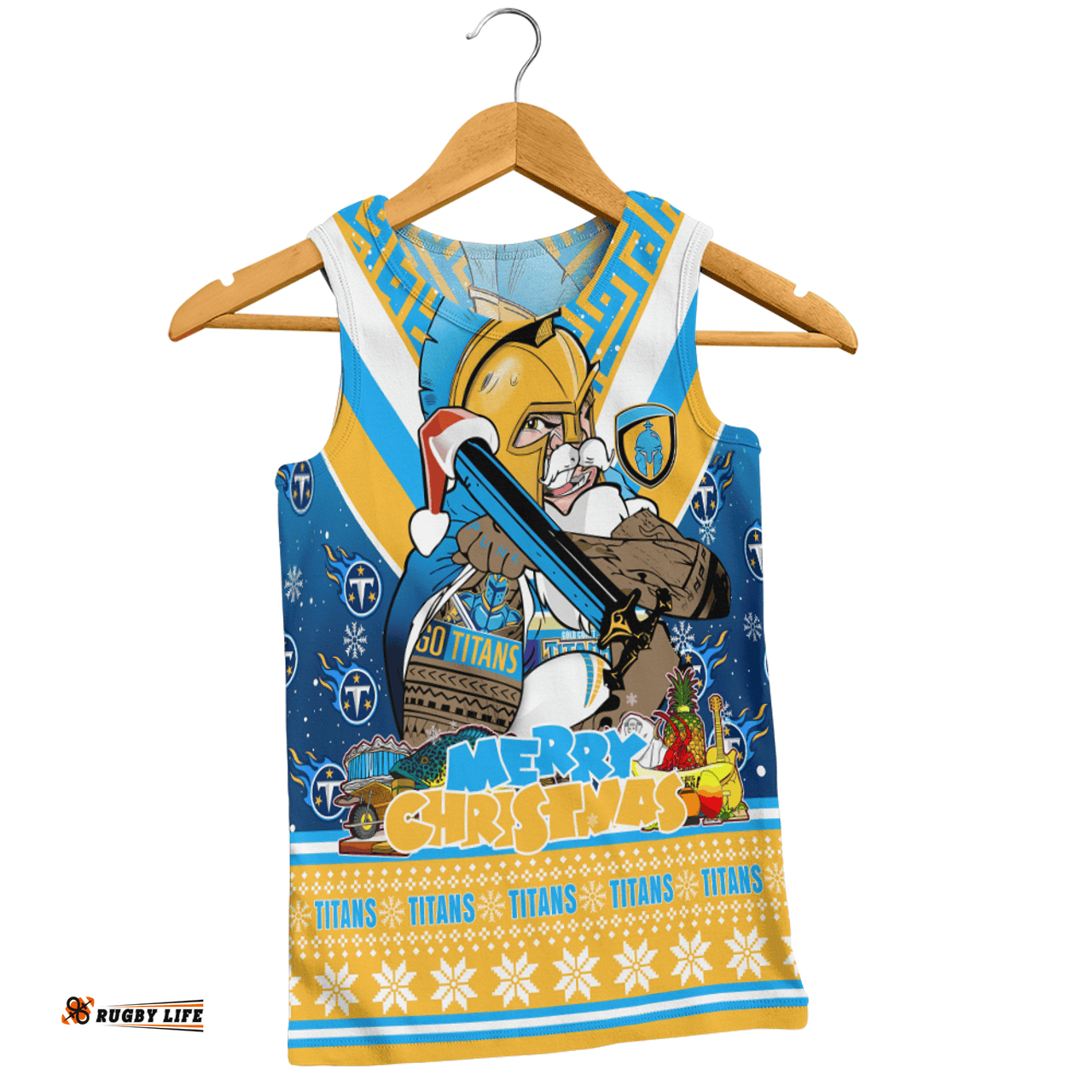 Amazing Aussie Gold Coast Titans Christmas Custom Gold Coast Titans Santa Aussie Big Things Men Tank Top