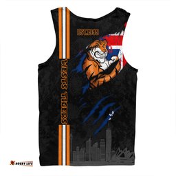 Amazing Aussie Wests Tigers Happy Australia Day Flag Scratch Style Men Tank Top