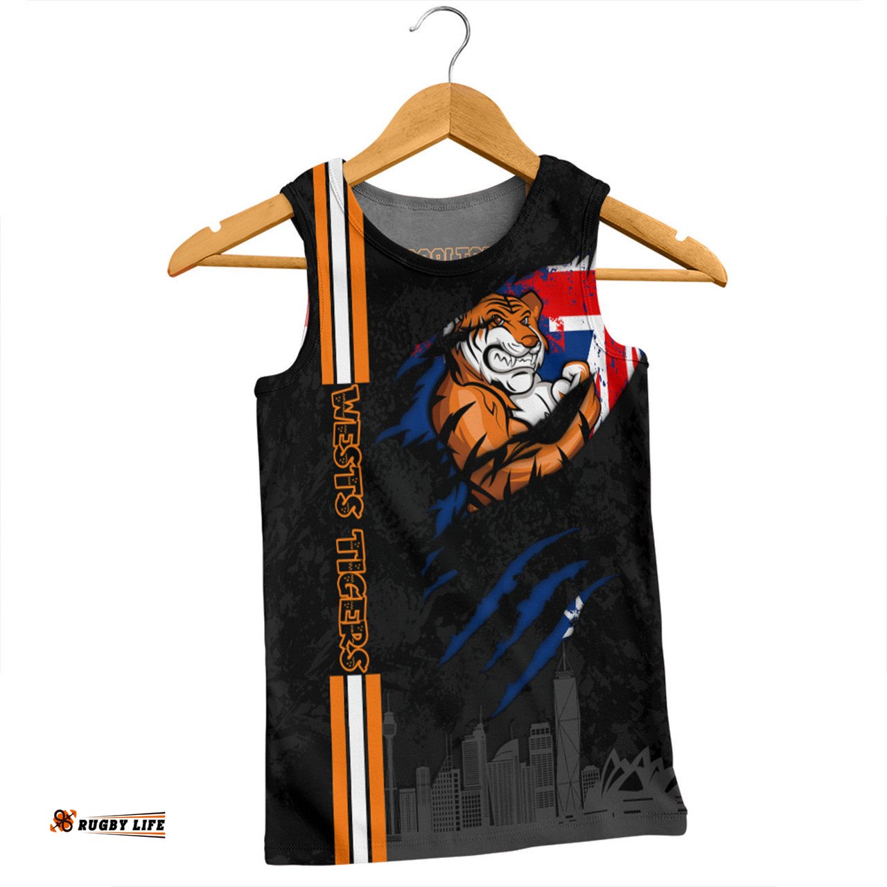 Amazing Aussie Wests Tigers Happy Australia Day Flag Scratch Style Men Tank Top