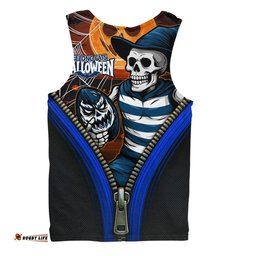 Amazing Aussie Geelong Cats Halloween Night Reaper Zipper Men Tank Top
