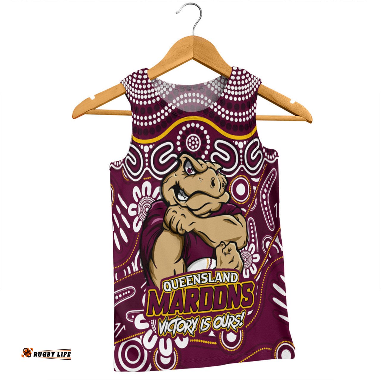 Amazing Aussie Queensland Maroons Aboriginal Inspired Tough Fan Rugby For Life Men Tank Top