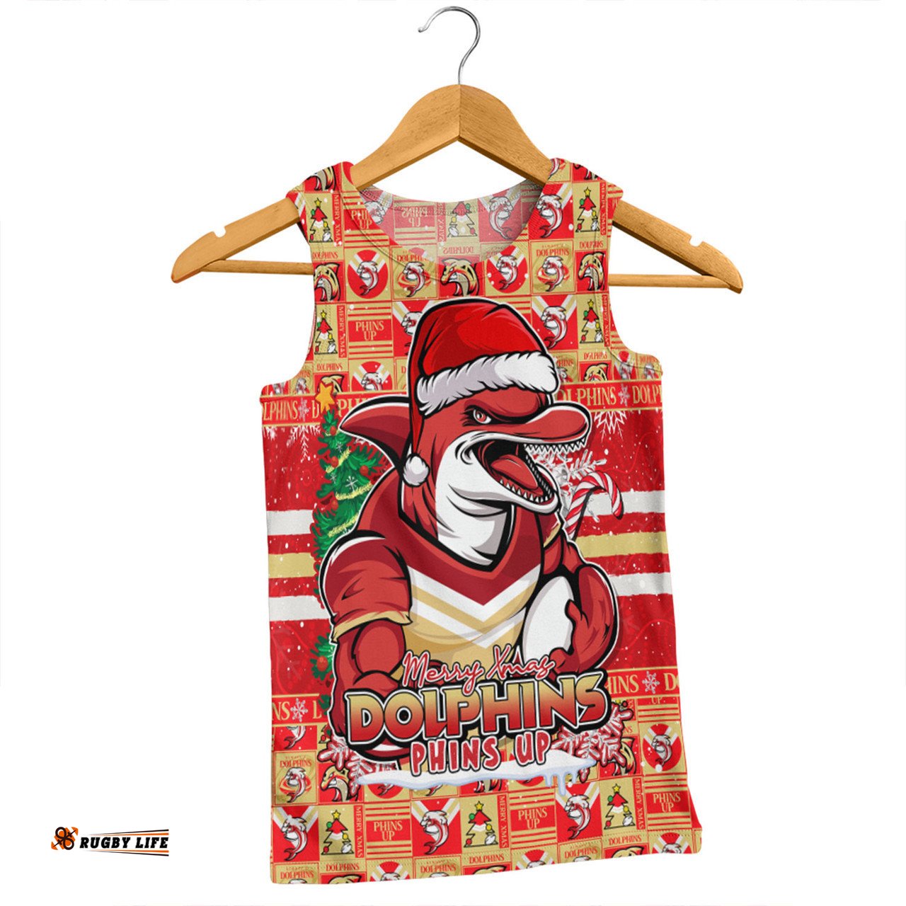 Amazing Aussie Redcliffe Dolphins Merry Ugly Christmas Comic Style Men Tank Top