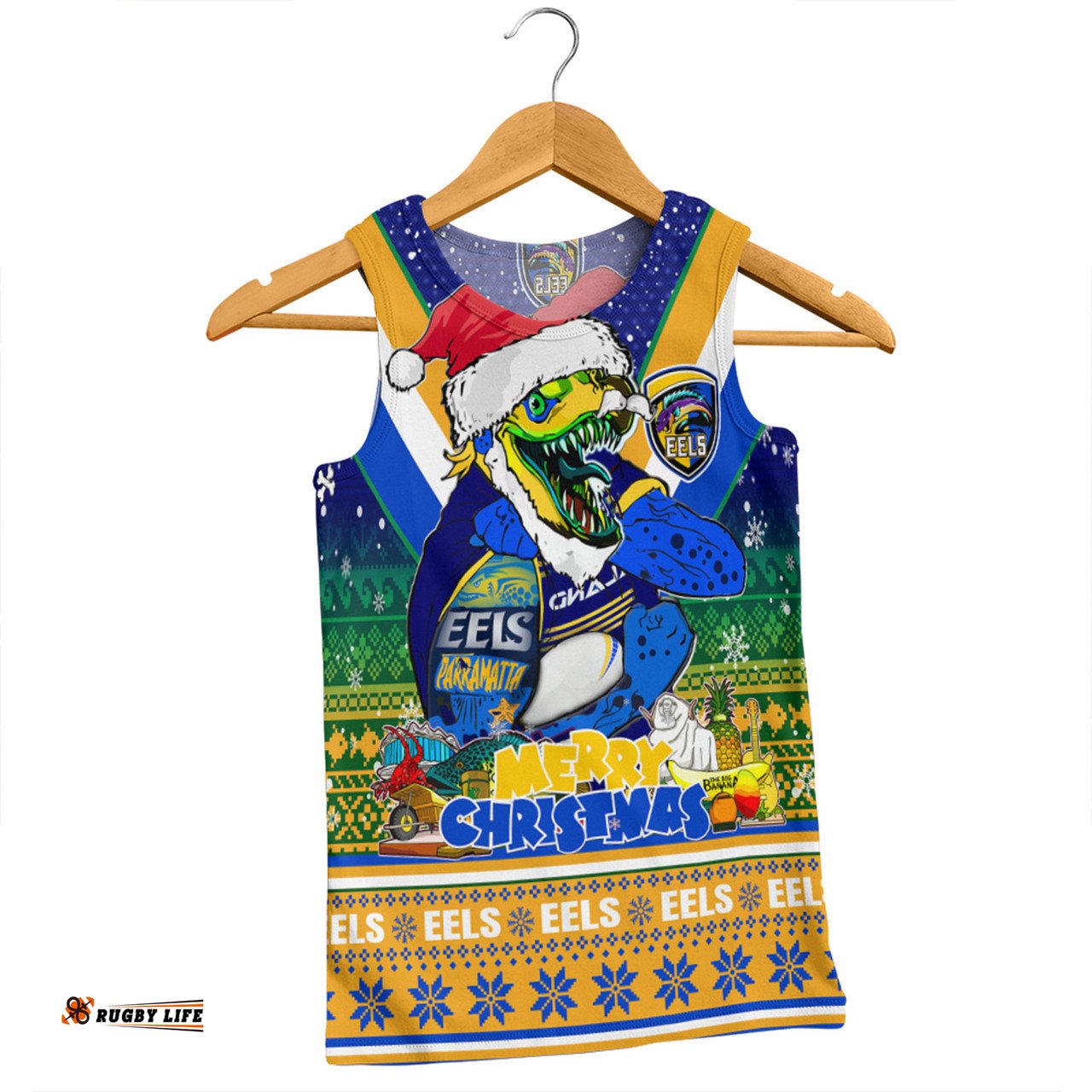 Amazing Aussie Parramatta Eels Christmas Custom Parramatta Eels Santa Aussie Big Things Christmas Men Tank Top