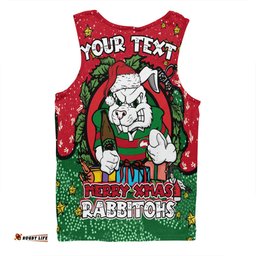 Amazing Aussie South Sydney Rabbitohs Custom Merry Christmas Our Beloved Team With Aboriginal Dot Art Pattern Men Tank Top