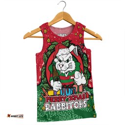 Amazing Aussie South Sydney Rabbitohs Custom Merry Christmas Our Beloved Team With Aboriginal Dot Art Pattern Men Tank Top