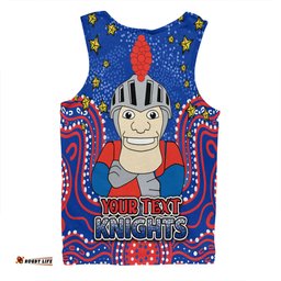 Amazing Aussie Newcastle Knights Custom Custom With Aboriginal Inspired Style Of Dot Painting Patterns Men Tank Top