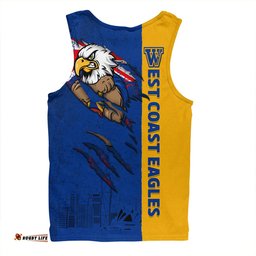 Amazing Aussie West Coast Eagles Burning Passion Of Power Scratch Style Men Tank Top
