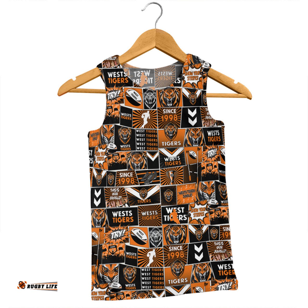 Amazing Aussie Wests Tigers Team Of Us Die Hard Fan Supporters Comic Style Men Tank Top