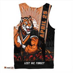 Amazing Aussie Wests Tigers Anzac Day Lest We Forget Strong Fighting Spirit Men Tank Top