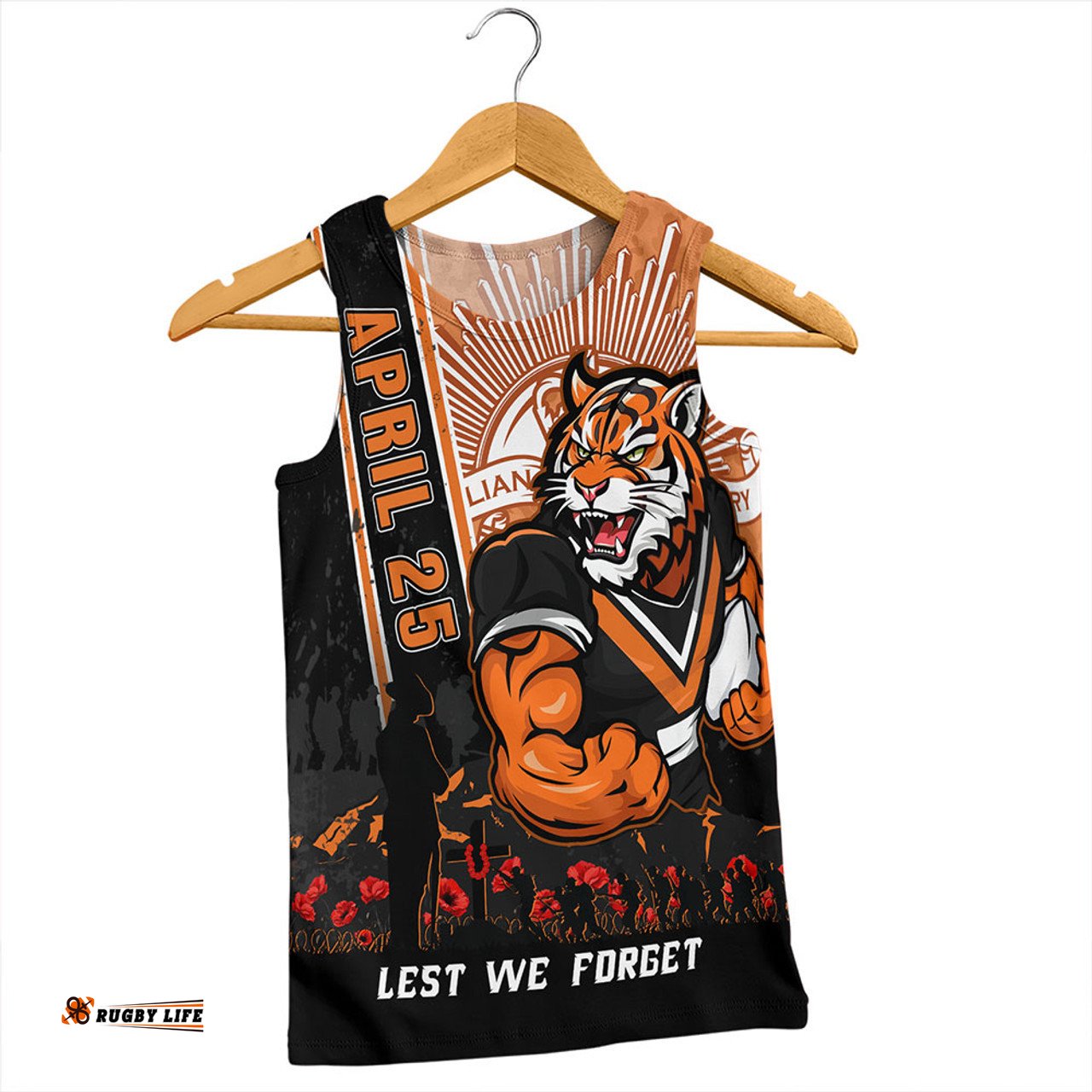 Amazing Aussie Wests Tigers Anzac Day Lest We Forget Strong Fighting Spirit Men Tank Top