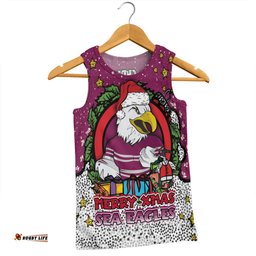 Amazing Aussie Manly Warringah Sea Eagles Christmas Custom Merry Christmas Our Beloved Team With Aboriginal Dot Art Pattern Men Tank Top