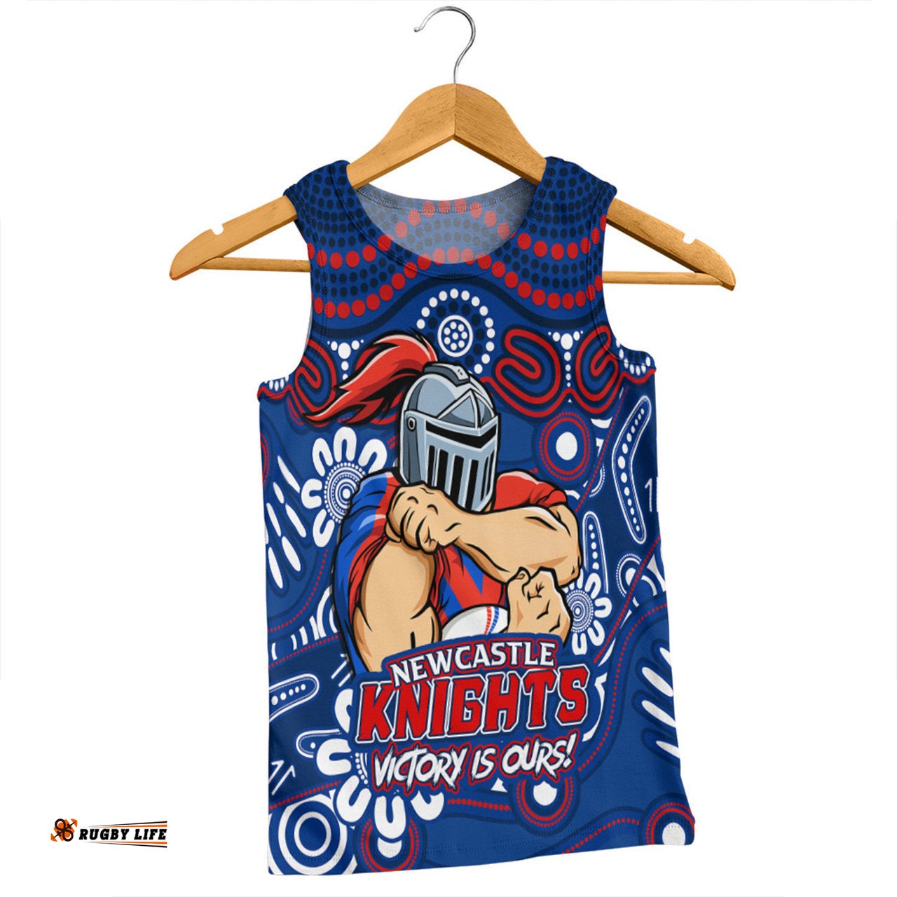Amazing Aussie Newcastle Knights Aboriginal Inspired Tough Fan Rugby For Life Men Tank Top