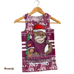 Amazing Aussie Queensland Maroons Merry Ugly Christmas Comic Style Men Tank Top