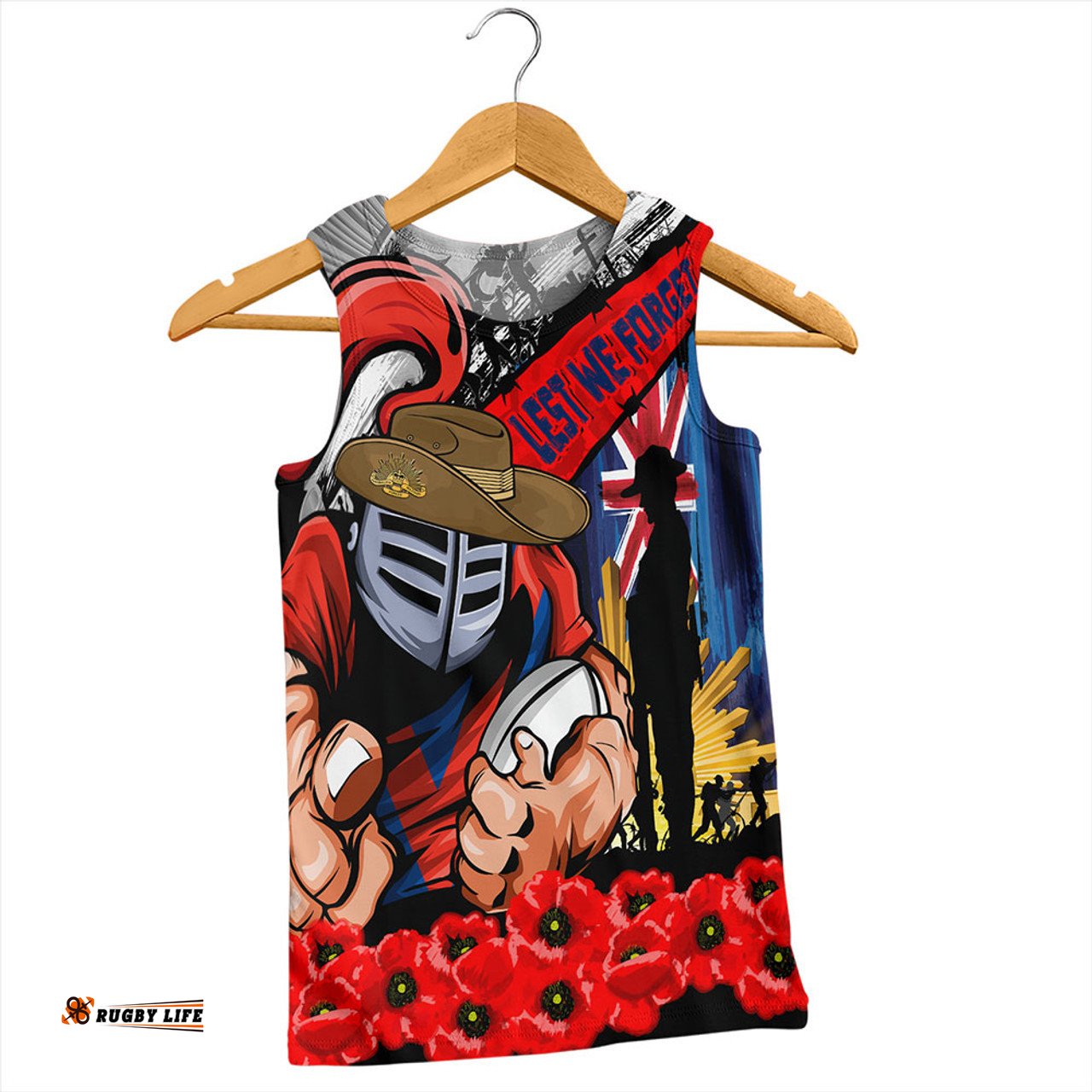 Amazing Aussie Newcastle Knights United In Spirit Anzac Day Tribute Men Tank Top