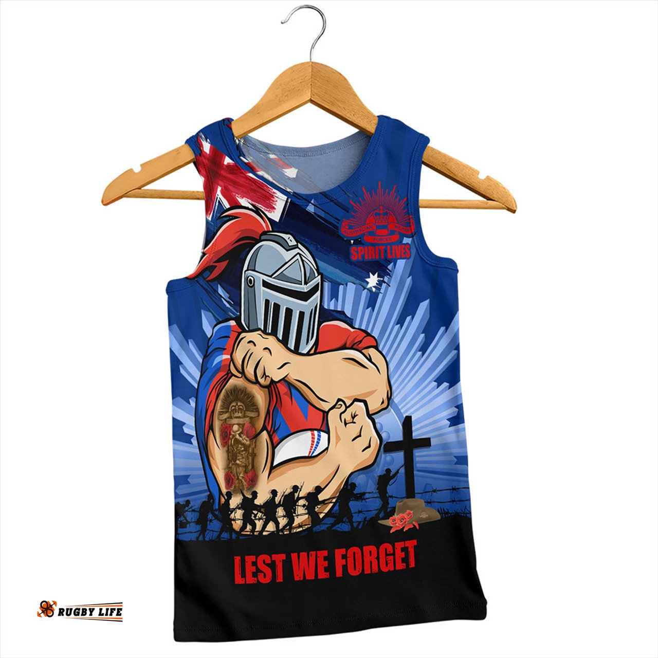 Amazing Aussie Newcastle Knights Fearless ANZAC Defender Men Tank Top