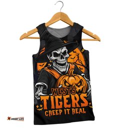 Amazing Aussie Wests Tigers Dark Moon Rugby Halloween Battle Edition Men Tank Top