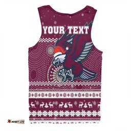 Amazing Aussie Manly Warringah Sea Eagles Christmas Custom Ugly Xmas And Aboriginal Patterns For Die Hard Fan Men Tank Top