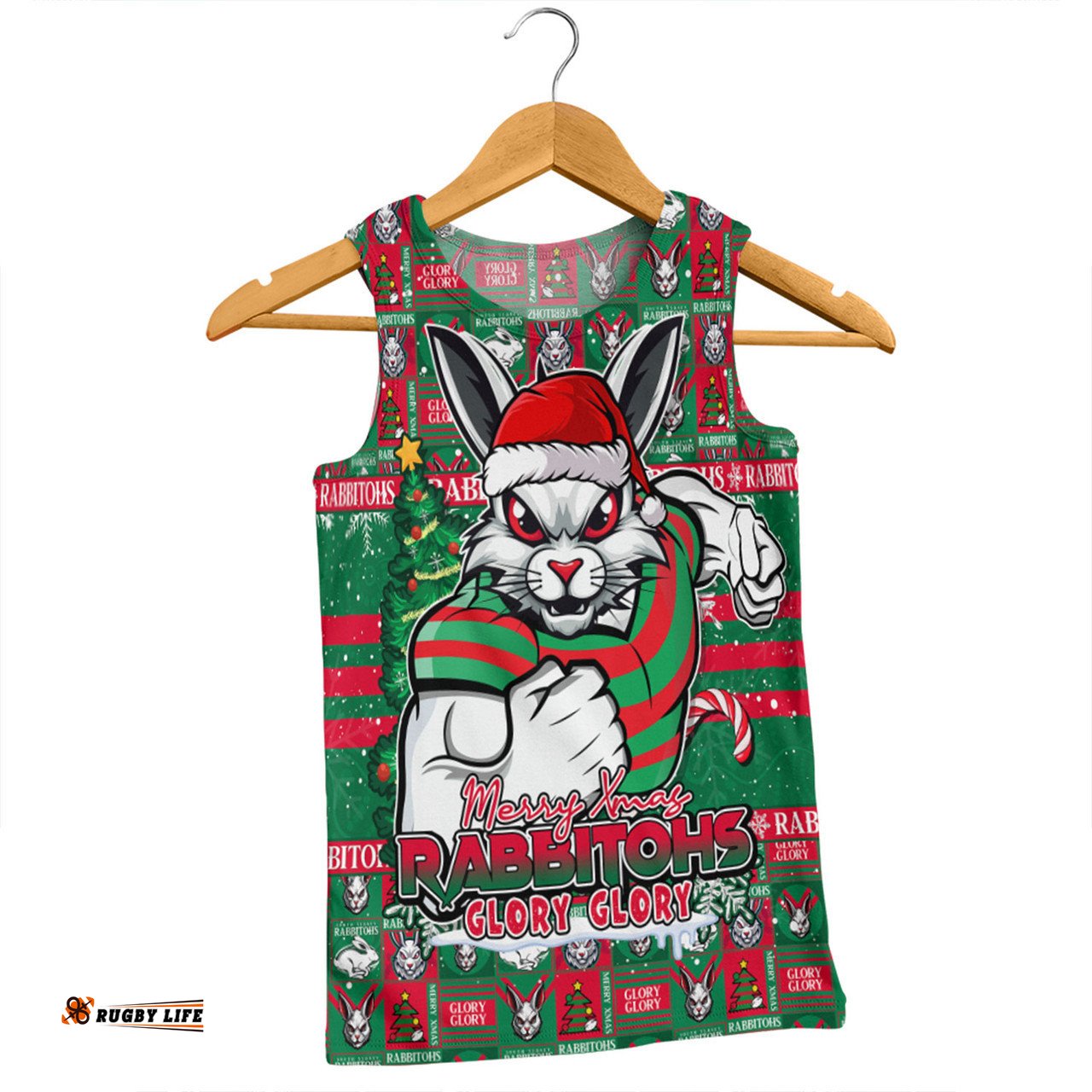 Amazing Aussie South Sydney Rabbitohs Merry Ugly Christmas Comic Style Men Tank Top