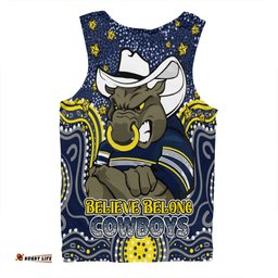 Amazing Aussie North Queensland Cowboys Custom Custom With Aboriginal Inspired Style Of Dot Painting Patterns Men Tank Top
