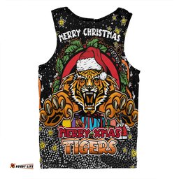 Amazing Aussie Wests Tigers Christmas Custom Merry Christmas Our Beloved Team With Aboriginal Dot Art Pattern Men Tank Top