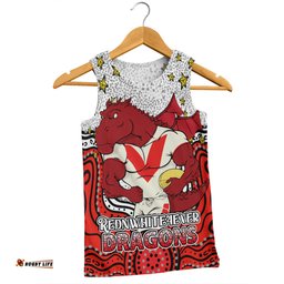 Amazing Aussie St. George Illawarra Dragons Custom Custom With Aboriginal Inspired Style Of Dot Painting Patterns Men Tank Top
