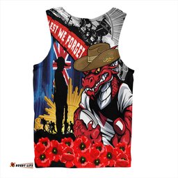 Amazing Aussie St. George Illawarra Dragons United In Spirit Anzac Day Tribute Men Tank Top