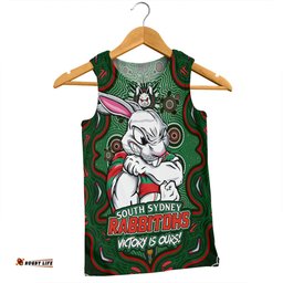 Amazing Aussie South Sydney Rabbitohs Aboriginal Pattern Inspired Victory Is Ours Men Tank Top