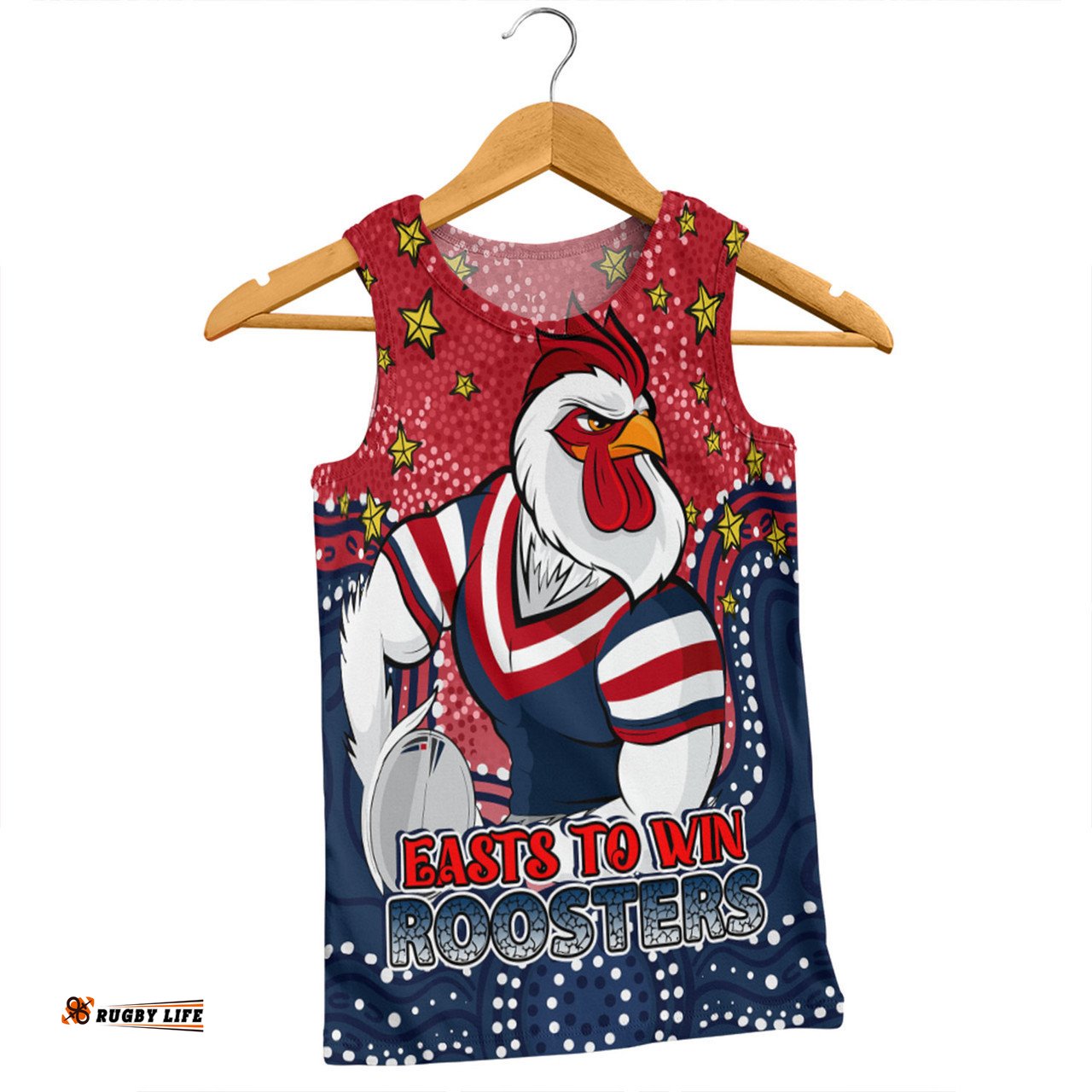 Amazing Aussie Sydney Roosters Custom Custom With Aboriginal Inspired Style Of Dot Painting Patterns Men Tank Top
