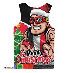 Amazing Aussie St Kilda Santa Scoring Touchdown On Christmas Game Day Men Tank Top