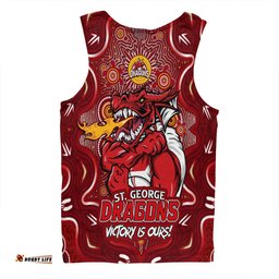Amazing Aussie St. George Illawarra Dragons Aboriginal Pattern Inspired Victory Is Ours Men Tank Top