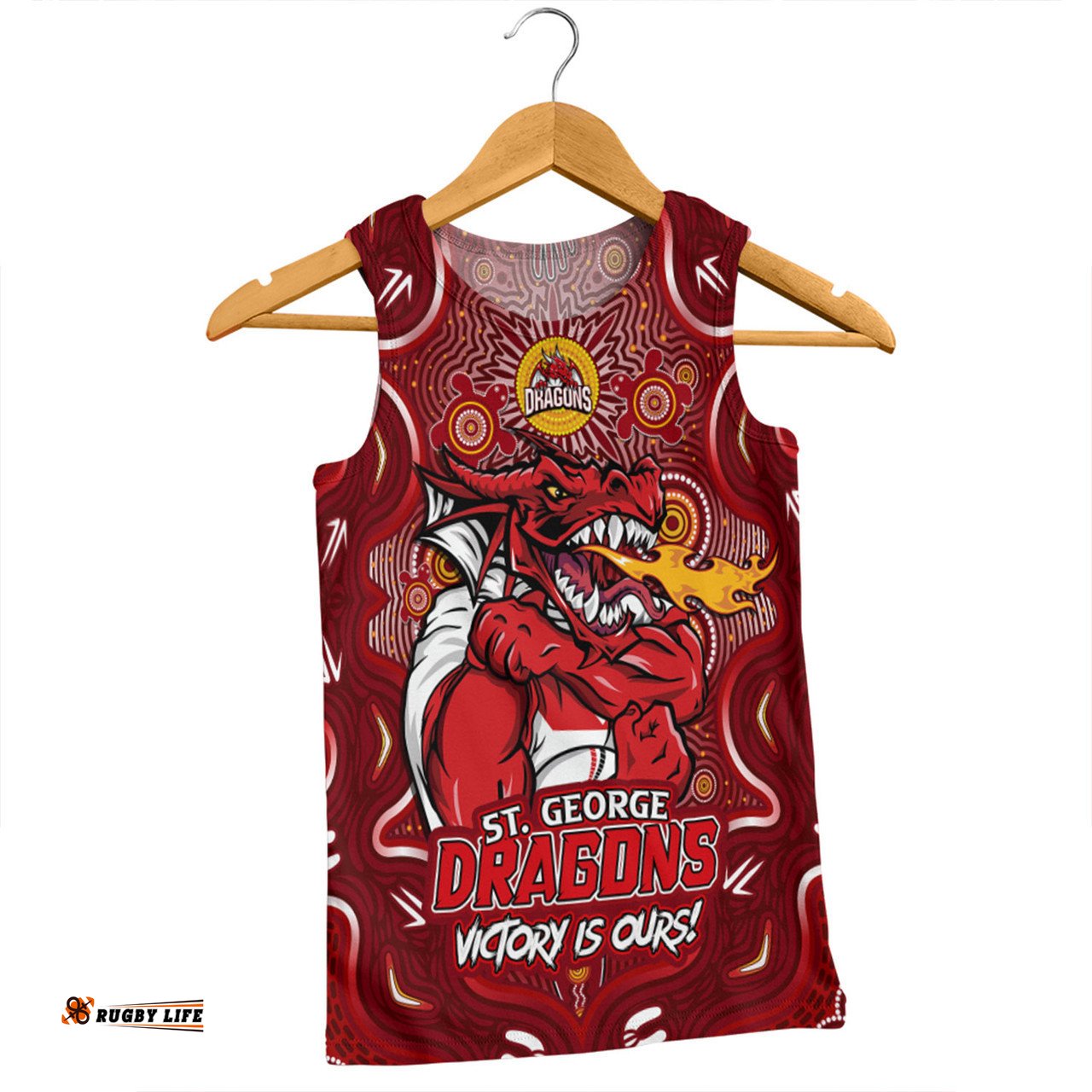 Amazing Aussie St. George Illawarra Dragons Aboriginal Pattern Inspired Victory Is Ours Men Tank Top