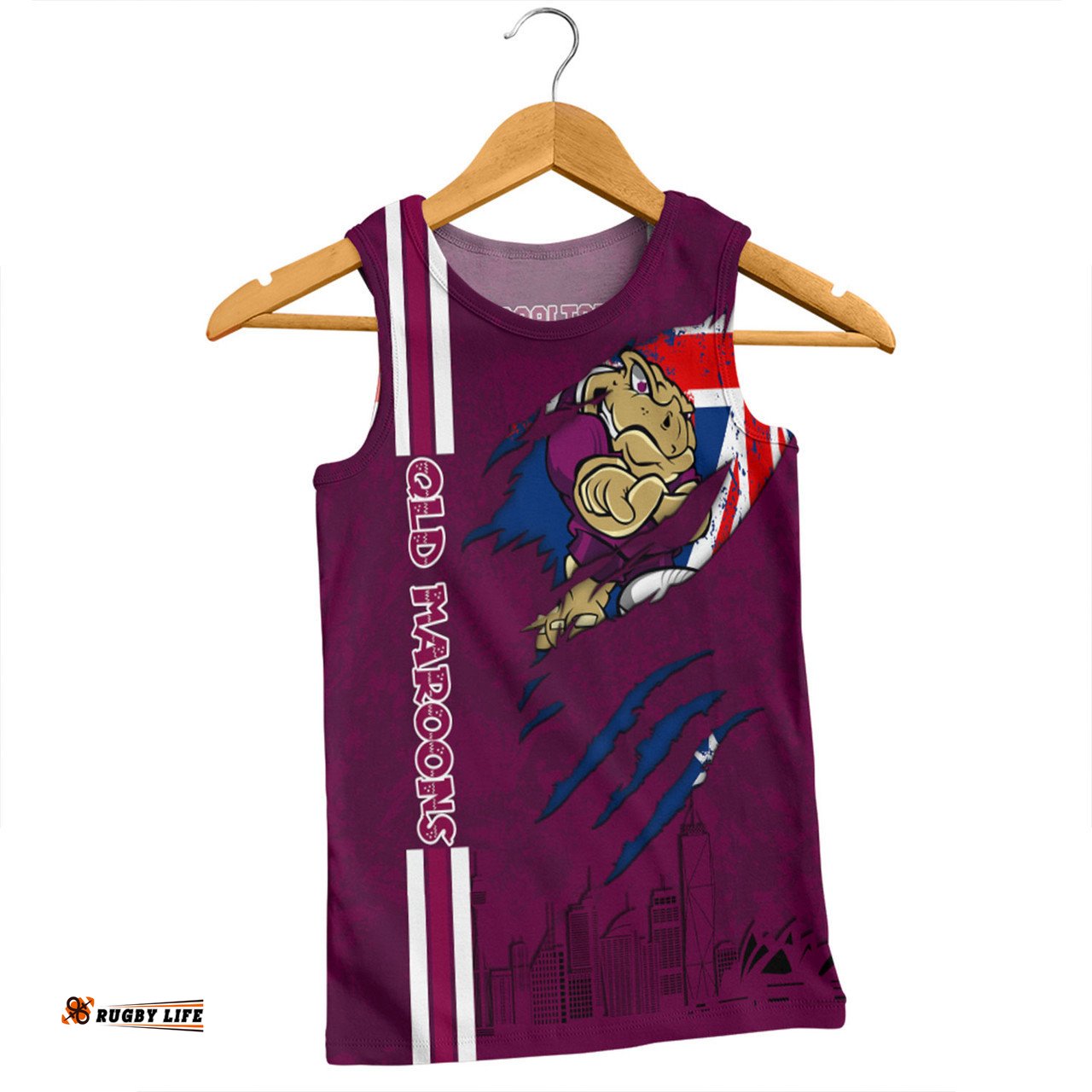 Amazing Aussie Queensland Maroons Happy Australia Day Flag Scratch Style Men Tank Top