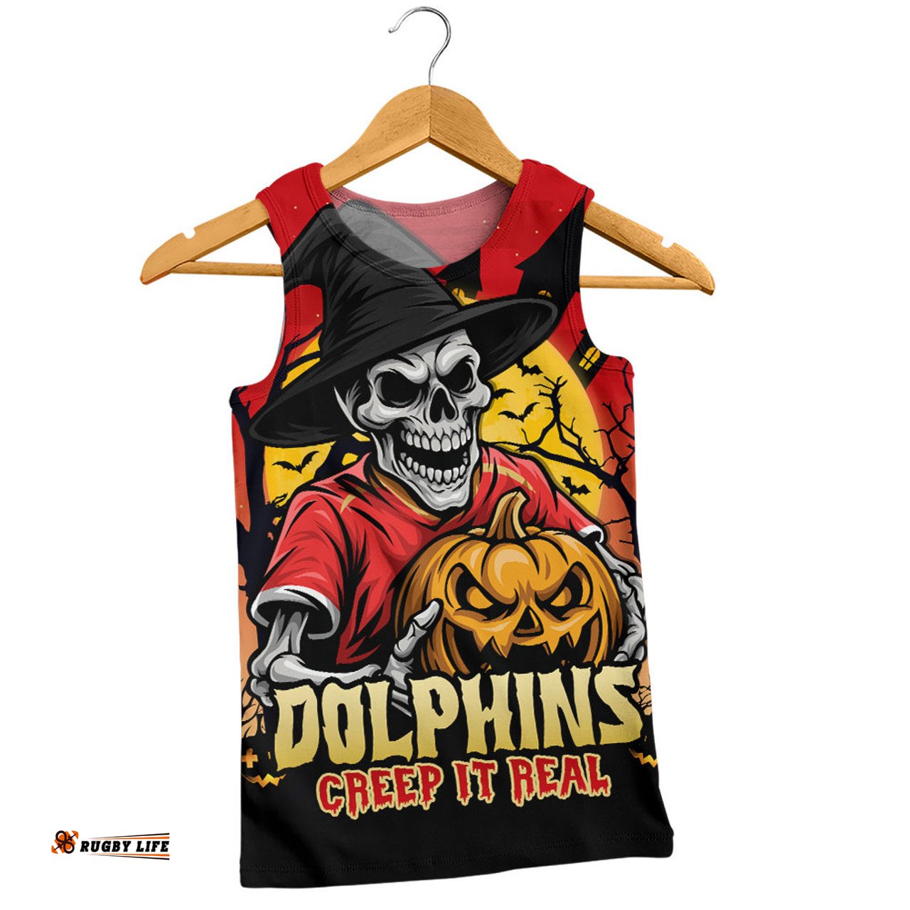 Amazing Aussie Redcliffe Dolphins Dark Moon Rugby Halloween Battle Edition Men Tank Top