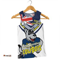Amazing Aussie North Queensland Cowboys Happy Australia Day We Are One And Free V2 Men Tank Top