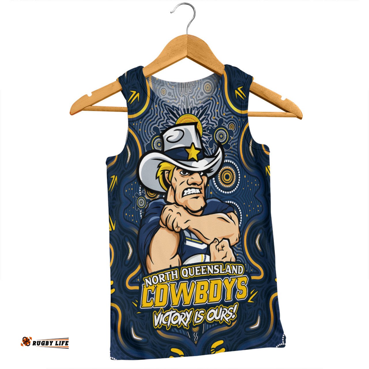 Amazing Aussie North Queensland Cowboys Aboriginal Pattern Inspired Victory Is Ours Men Tank Top
