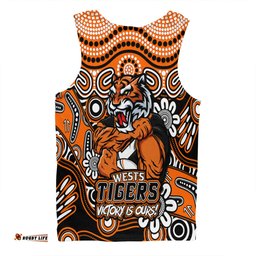 Amazing Aussie Wests Tigers Aboriginal Inspired Tough Fan Rugby For Life Men Tank Top
