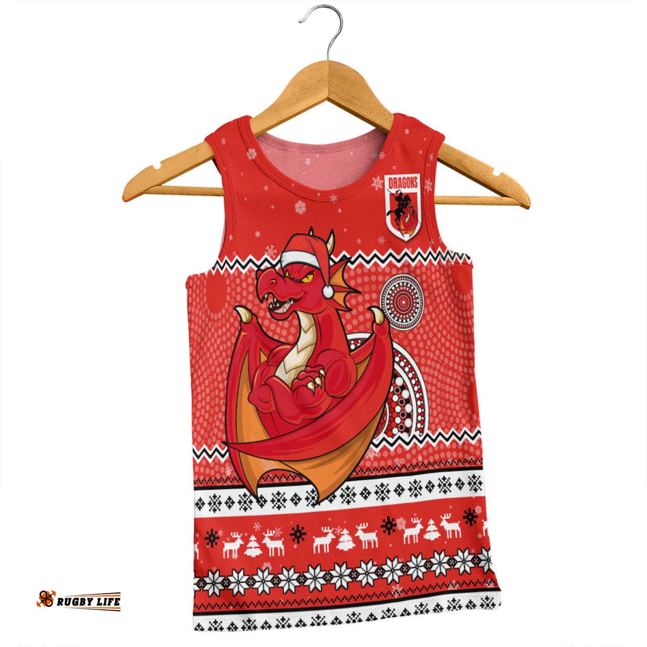Amazing Aussie St. George Illawarra Dragons Christmas Custom Ugly Xmas And Aboriginal Patterns For Die Hard Fan Men Tank Top