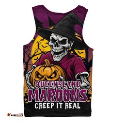Amazing Aussie Queensland Maroons Dark Moon Rugby Halloween Battle Edition Men Tank Top