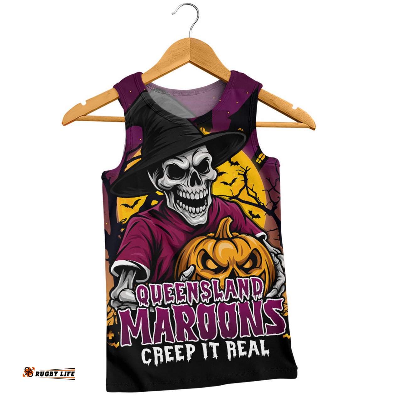 Amazing Aussie Queensland Maroons Dark Moon Rugby Halloween Battle Edition Men Tank Top