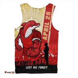 Amazing Aussie Redcliffe Dolphins Anzac Day Lest We Forget Strong Fighting Spirit Men Tank Top