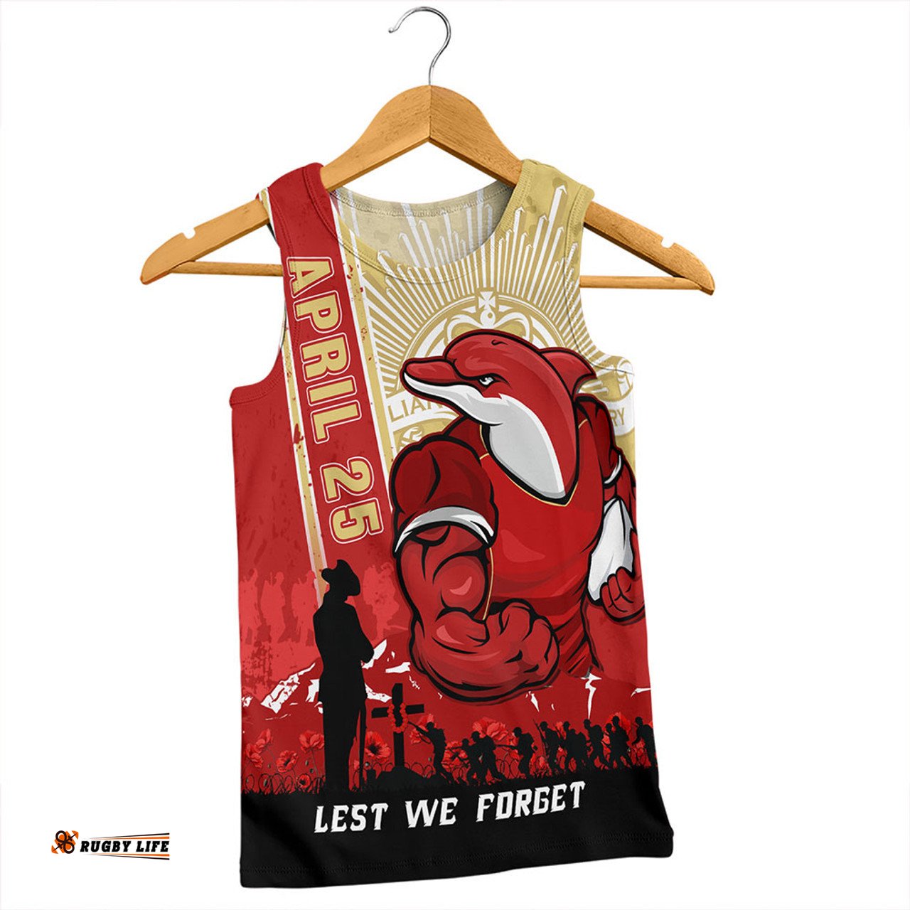 Amazing Aussie Redcliffe Dolphins Anzac Day Lest We Forget Strong Fighting Spirit Men Tank Top