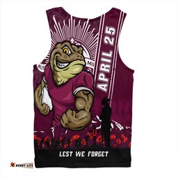 Amazing Aussie Queensland Maroons Anzac Day Lest We Forget Strong Fighting Spirit Men Tank Top